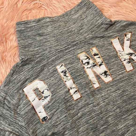 PINK‎ Victoria’s Secret High Neck Pullover Gray Sweatshirt Size Small - Picture 5 of 6